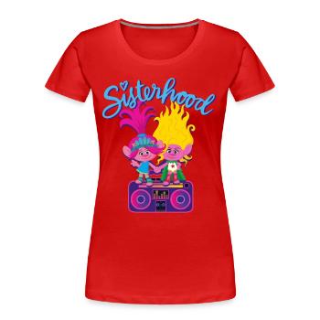 Trolls Sisterhood Poppy - Frauen Premium Bio T-Shirt - Rot - Vorne - Mia (176cm)