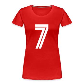 Maillot numéro 7 – Cadeau anniversaire 7 ans - T-shirt bio Premium Femme - rouge - Devant - Mia (176cm)