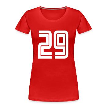 Trikotnummer 29 – Geschenk zum 29-jährigen Jubiläum - Frauen Premium Bio T-Shirt - Rot - Vorne - Mia (176cm)