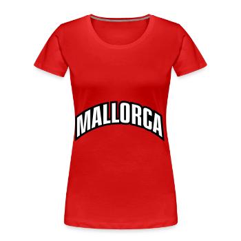 Mallorca Schrift - Frauen Premium Bio T-Shirt - Rot - Vorne - Mia (176cm)
