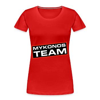 L’équipe de Mykonos - T-shirt bio Premium Femme - rouge - Devant - Mia (176cm)