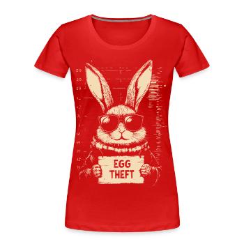 Oeuf de lapin voleur Lapin de Pâques Mugshot Photo de police - T-shirt bio Premium Femme - rouge - Devant - Mia (176cm)