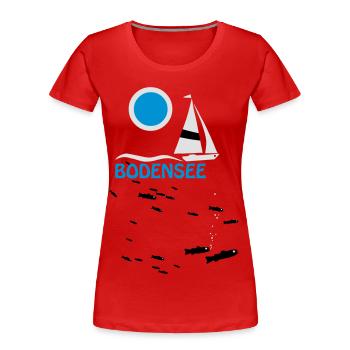Bodensee - Felchen T-Shirt - Frauen Premium Bio T-Shirt - Rot - Vorne - Mia (176cm)