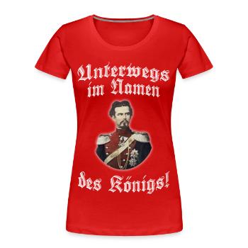 Unterwegs im Namen des Königs! - Frauen Premium Bio T-Shirt - Rot - Vorne - Mia (176cm)