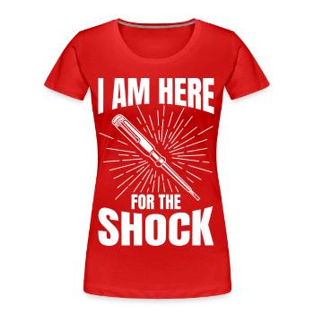Drôle d’électricien - T-shirt bio Premium Femme - rouge - Devant - Mia (176cm)