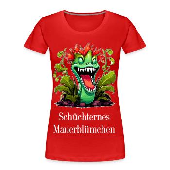 schüchternes Mauerblümchen, Venus Fliegenfalle - Frauen Premium Bio T-Shirt - Rot - Vorne - Mia (176cm)