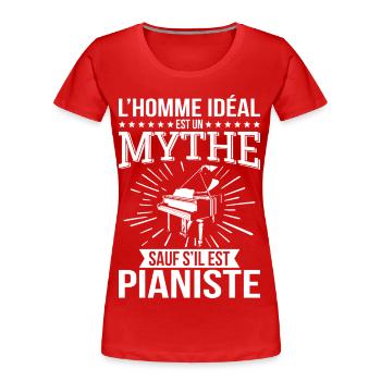 The ideal man is a myth unless he is a pianist - Women's Premium Organic T-Shirt - red - Front - Mia (176cm)