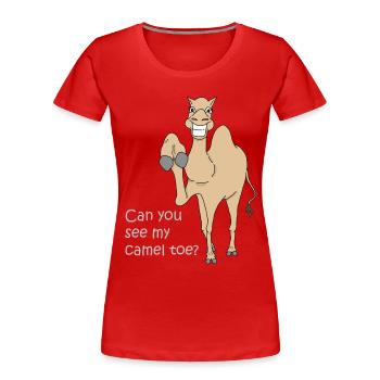 camel toe step funny sayings gift shirt - Women's Premium Organic T-Shirt - red - Front - Mia (176cm)