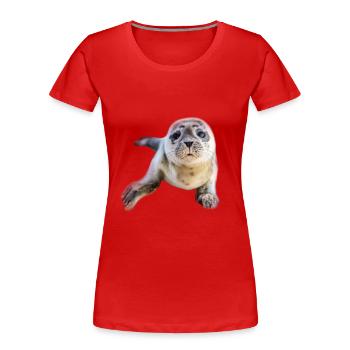 Seehund Baby Robbe Nordsee Geschenk - Frauen Premium Bio T-Shirt - Rot - Vorne - Mia (176cm)