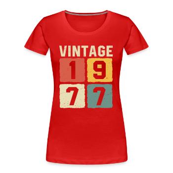 Millésime 1977 Né en 1977 - T-shirt bio Premium Femme - rouge - Devant - Mia (176cm)