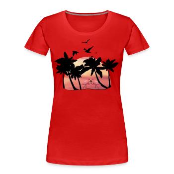 Pink Rosa Flamingo - Sommer Holiday Illustration - Frauen Premium Bio T-Shirt - Rot - Vorne - Mia (176cm)