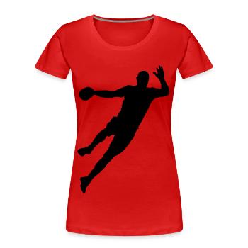 Handball Spieler Sprungwurf Geschenk - Frauen Premium Bio T-Shirt - Rot - Vorne - Mia (176cm)