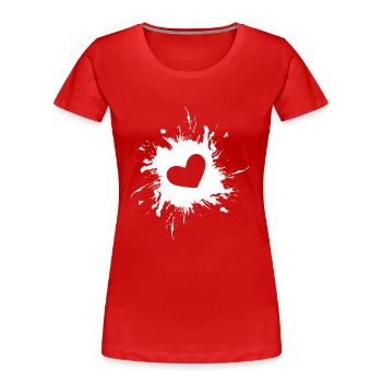 Herz Fleck Tinte weiß - Frauen Premium Bio T-Shirt - Rot - Vorne - Mia (176cm)