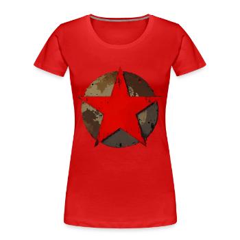 Star circle rusty vintage red - Women's Premium Organic T-Shirt - red - Front - Mia (176cm)