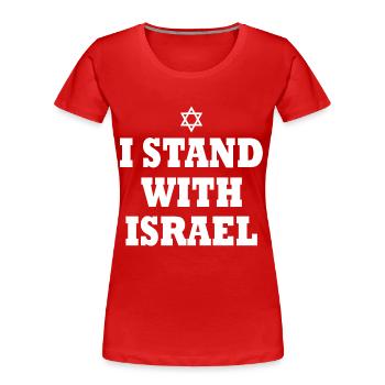I stand with israel - T-shirt bio Premium Femme - rouge - Devant - Mia (176cm)