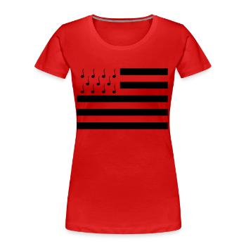 Drapeau Bretagne musique - T-shirt bio Premium Femme - rouge - Devant - Mia (176cm)