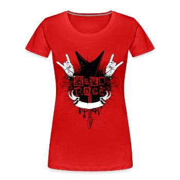 Hard Rock Guitar Music Metal - Women's Premium Organic T-Shirt - red - Front - Mia (176cm)