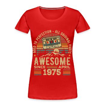 April 1975 Vintage Birthday Retro Gift - Women's Premium Organic T-Shirt - red - Front - Mia (176cm)