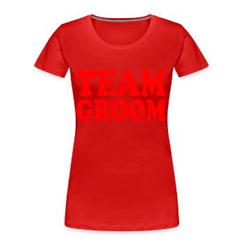 Team groom - T-shirt bio Premium Femme - rouge - Devant - Mia (176cm)