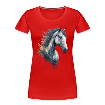 Cheval aquarelle élégant et gracieux - T-shirt bio Premium Femme - rouge - Devant - Mia (176cm)
