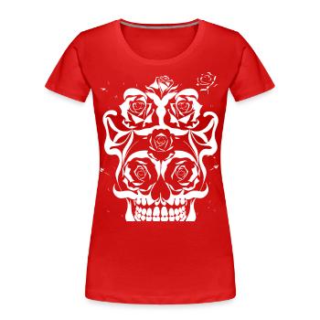 Horreur Crâne Crâne Art Crâne Gothique Heavy Metal - T-shirt bio Premium Femme - rouge - Devant - Mia (176cm)