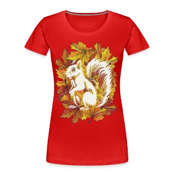 Herbstliches Eichhörnchen - Frauen Premium Bio T-Shirt - Rot - Vorne - Mia (176cm)