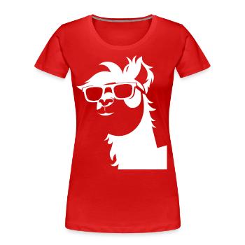 Lustiges Alpaka mit Sonnenbrille Coole Alpakas - Frauen Premium Bio T-Shirt - Rot - Vorne - Mia (176cm)