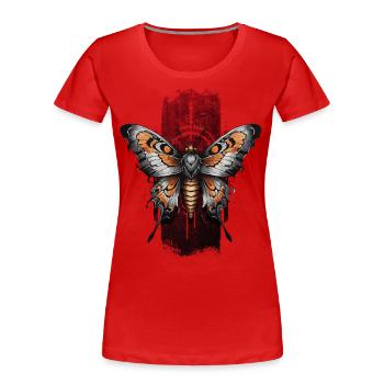 Eleganter Nachtfalter mit orangefarbenen Flügeln - Frauen Premium Bio T-Shirt - Rot - Vorne - Mia (176cm)