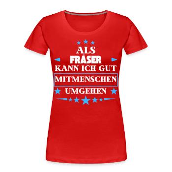 Évitez les autres êtres humains comme fraises. - T-shirt bio Premium Femme - rouge - Devant - Mia (176cm)