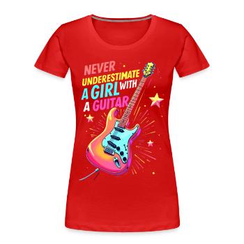 Girl with Guitar - Women's Premium Organic T-Shirt - red - Front - Mia (176cm)
