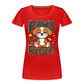 Paws And Reflect Hund Yoga Meditation - Frauen Premium Bio T-Shirt - Rot - Vorne - Mia (176cm)