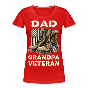 Stolzer Papa Opa Veteran Stiefel Patriotisch USA - Frauen Premium Bio T-Shirt - Rot - Vorne - Mia (176cm)