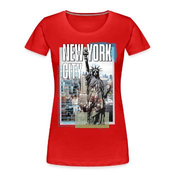 New York City USA America City Skyline Collage - Women's Premium Organic T-Shirt - red - Front - Mia (176cm)