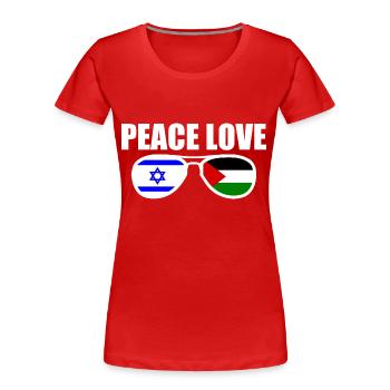 Peace and love for israel free palestine - T-shirt bio Premium Femme - rouge - Devant - Mia (176cm)