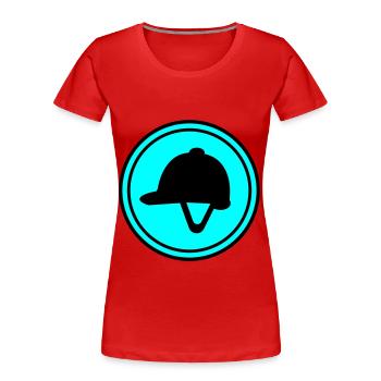 Icône du chapeau équestre - T-shirt bio Premium Femme - rouge - Devant - Mia (176cm)