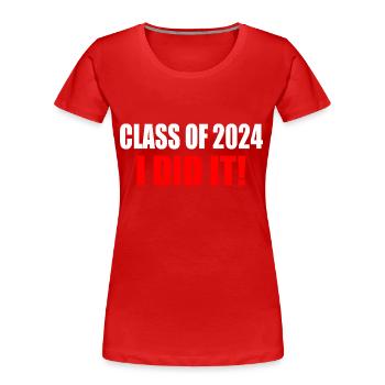 Class of 2024 - T-shirt bio Premium Femme - rouge - Devant - Mia (176cm)