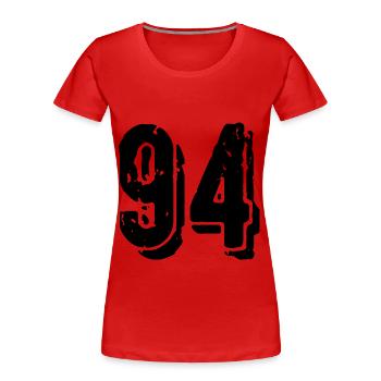 Maillot à 94 numéros - T-shirt bio Premium Femme - rouge - Devant - Mia (176cm)