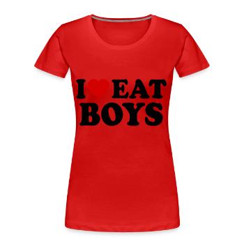 I love eat boys - Frauen Premium Bio T-Shirt - Rot - Vorne - Mia (176cm)