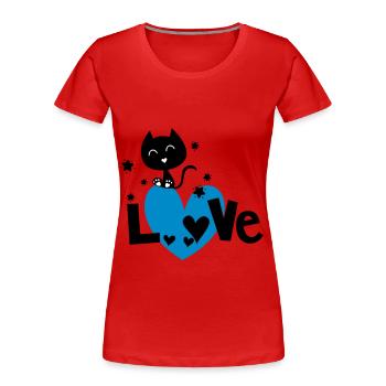 Un amour de chat ! aimer les chats - T-shirt bio Premium Femme - rouge - Devant - Mia (176cm)