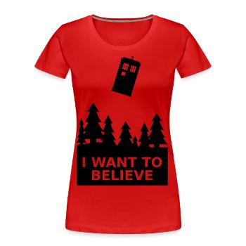 I want to believe - T-shirt bio Premium Femme - rouge - Devant - Mia (176cm)