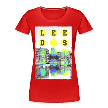 Leeds England UK Stadt Skyline Heimat Liebe - Frauen Premium Bio T-Shirt - Rot - Vorne - Mia (176cm)