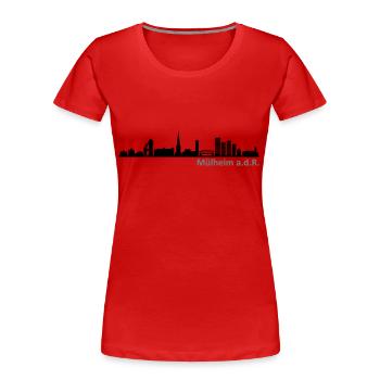 Skyline - Mülheim Ruhr - Frauen Premium Bio T-Shirt - Rot - Vorne - Mia (176cm)