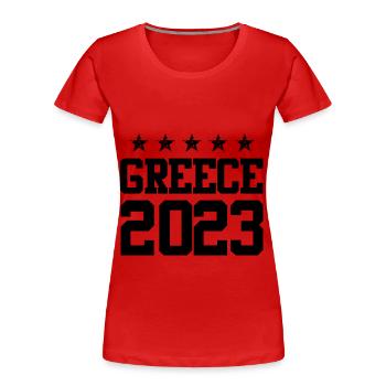 Greece 2023 - Frauen Premium Bio T-Shirt - Rot - Vorne - Mia (176cm)