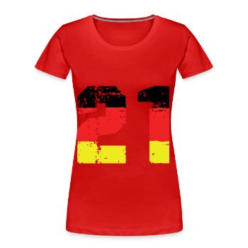 21 Numéro Allemagne Jersey - T-shirt bio Premium Femme - rouge - Devant - Mia (176cm)