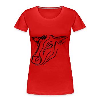 Kuh Kopf Rind - Frauen Premium Bio T-Shirt - Rot - Vorne - Mia (176cm)