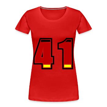 41 Numéro Allemagne Jersey - T-shirt bio Premium Femme - rouge - Devant - Mia (176cm)