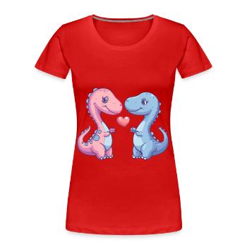 Dinosaure brontosaure couple amour - T-shirt bio Premium Femme - rouge - Devant - Mia (176cm)
