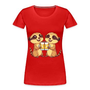 Boisson de fête de la bière Meerkat - T-shirt bio Premium Femme - rouge - Devant - Mia (176cm)