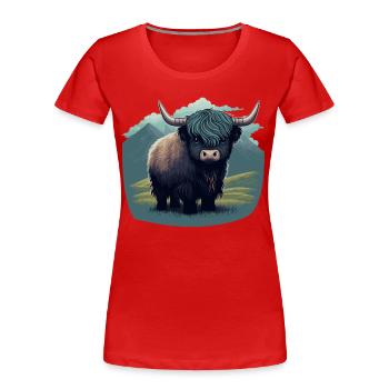 Petit Yak - T-shirt bio Premium Femme - rouge - Devant - Mia (176cm)