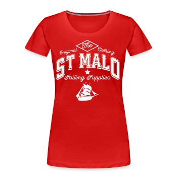 St Malo sailing supplies - T-shirt bio Premium Femme - rouge - Devant - Mia (176cm)